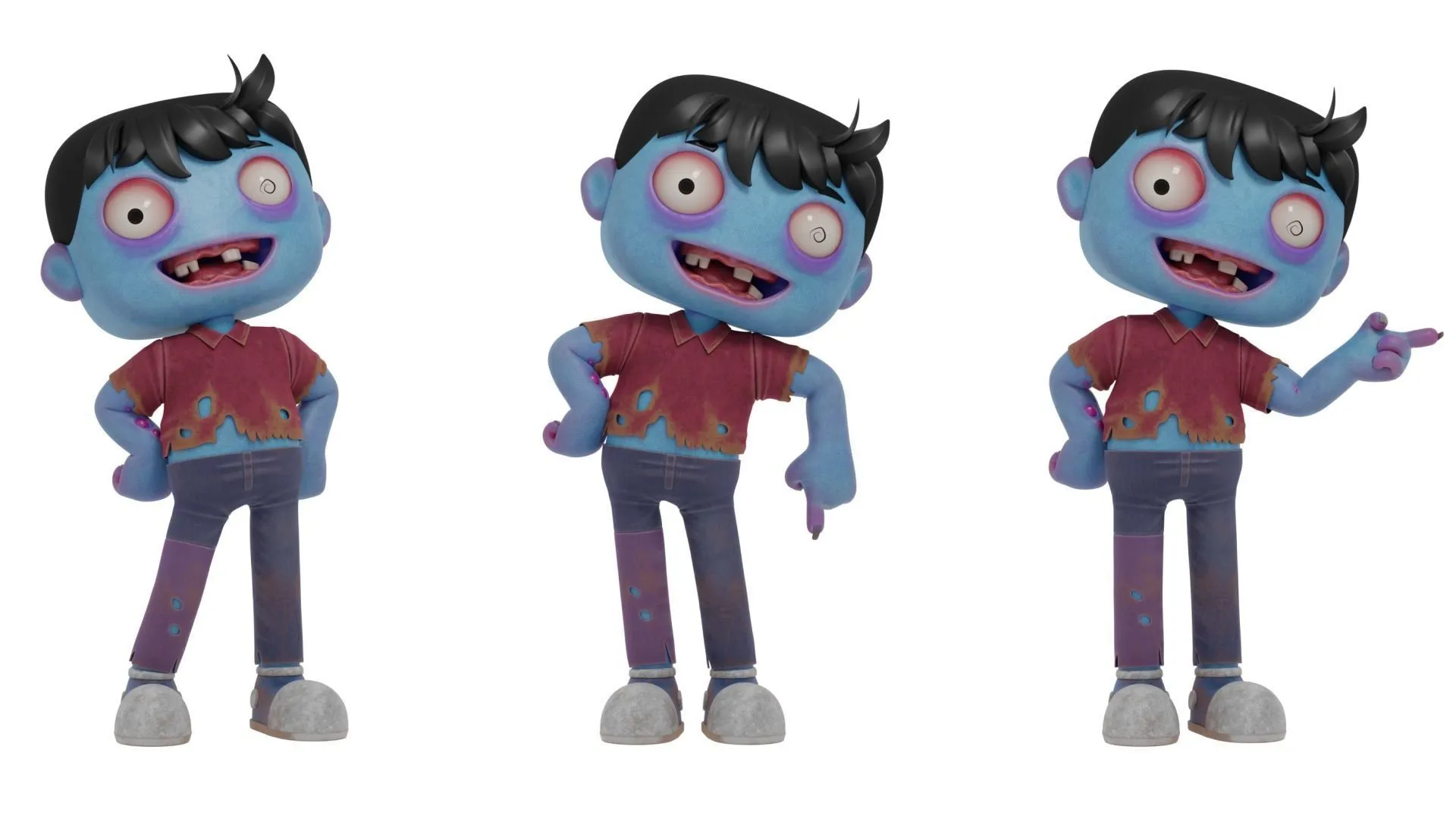 Cartoon Male Zombie 3D animation showcase